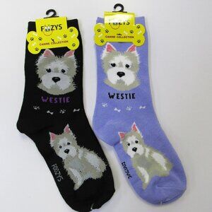 2 Pairs Women's Socks Westie Dog Print Foozy's Fun Novelty Gift